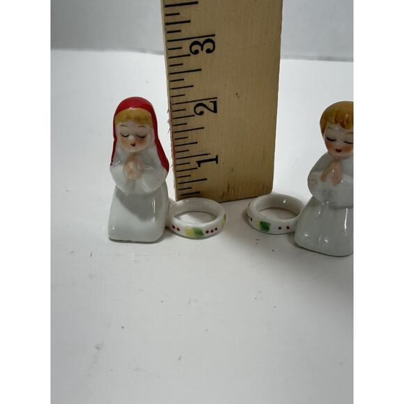 Vintage Porcelain Angel Candle Hugger Rings Antique Christmas Genuine Bone China - Picture 4 of 6